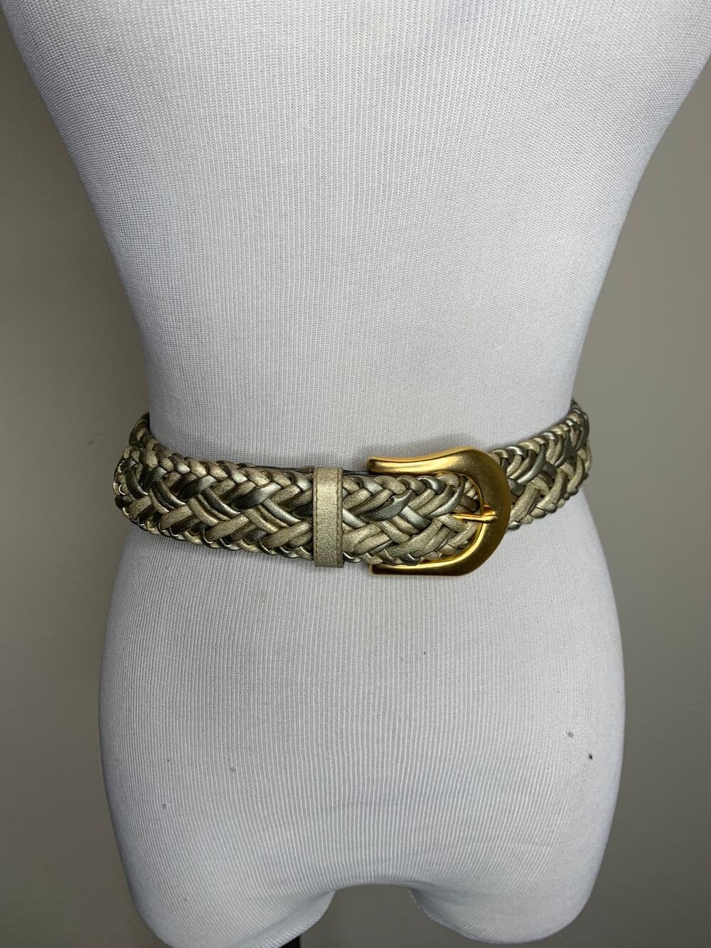Vintage Gold Metallic Woven Belt Small Medium
